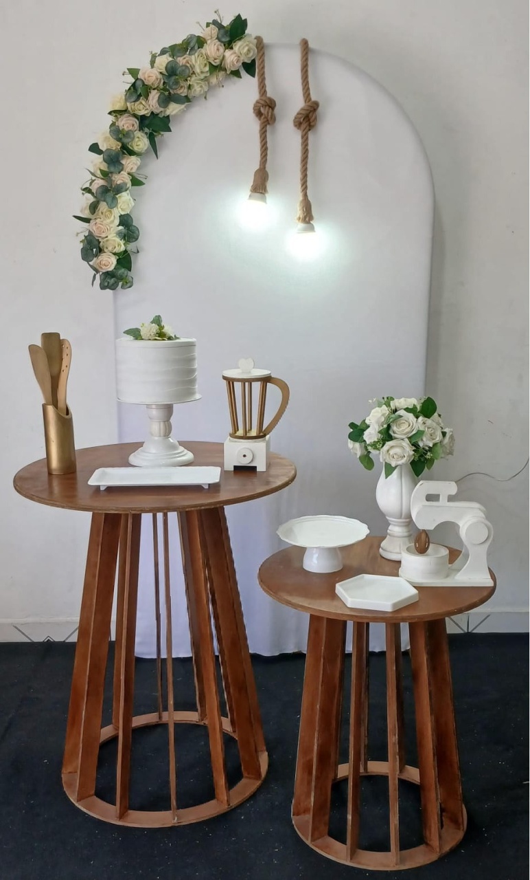 Chá de Cozinha Mesa Cone Painel Branco  - Up festas pague e monte 
