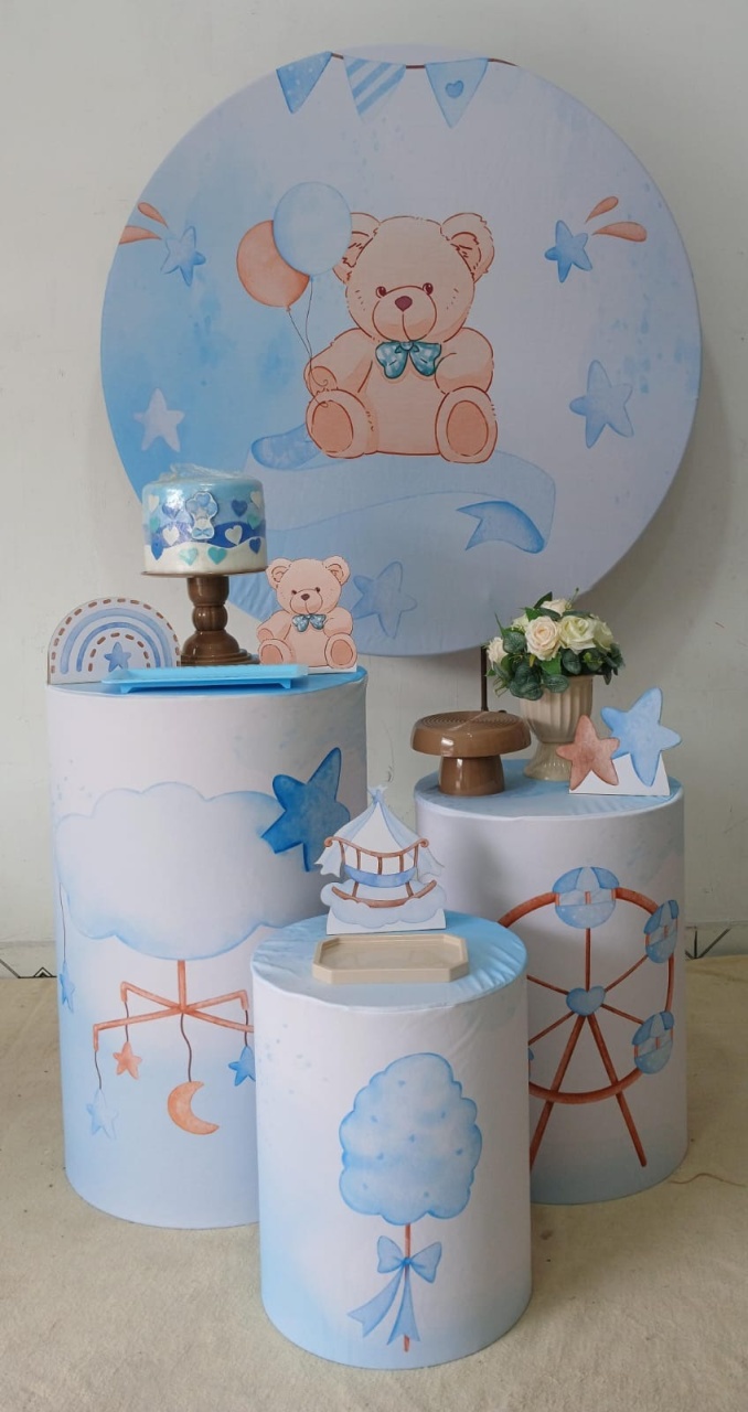  Ursinho Azul Candy Chá de Bebê Prata - Up festas pague e monte 