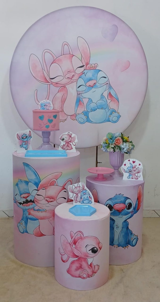 Stitch Angel Prata  - Up festas pague e monte 