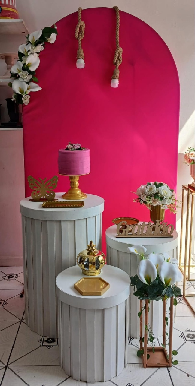 Adulto Rosa Pink Cilindro Ripado - Up festas pague e monte 