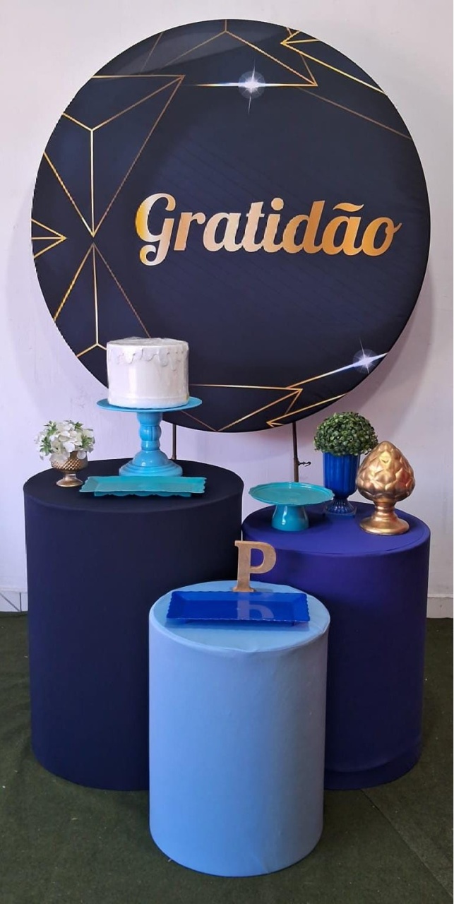 Gratidão Azul Prata - Up festas pague e monte 