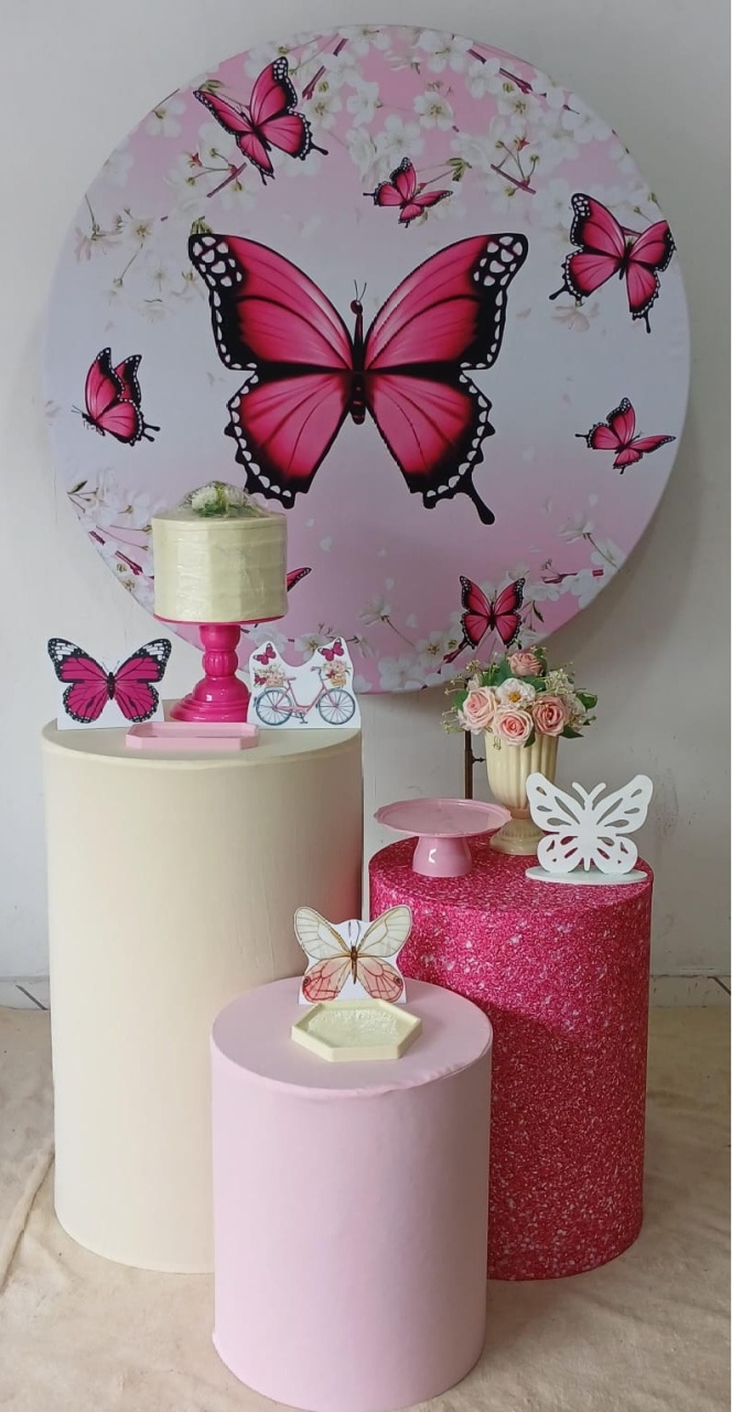 Borboleta Rosa Prata  - Up festas pague e monte 