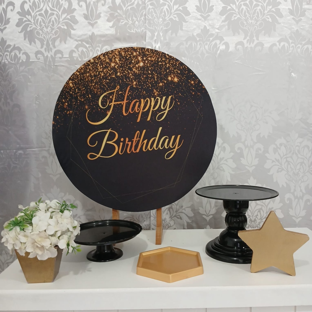 Happy Birthday Preto Mini Kit - Up festas pague e monte 