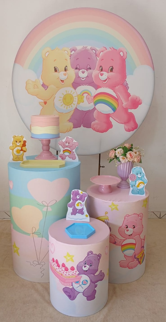 Ursinhos Carinhosos Rosa Prata - Up festas pague e monte 