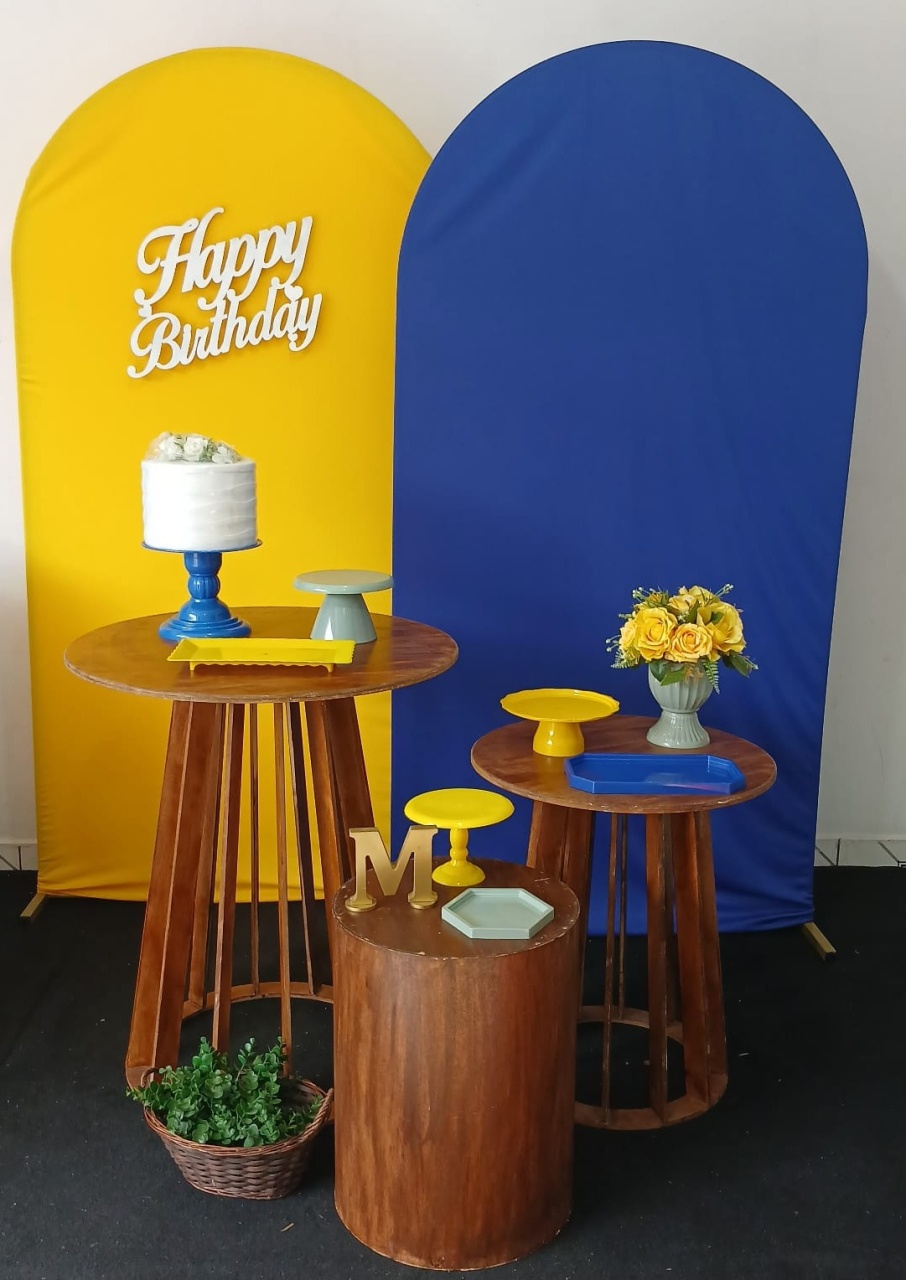 Azul Amarelo Cone Ripada  - Up festas pague e monte 
