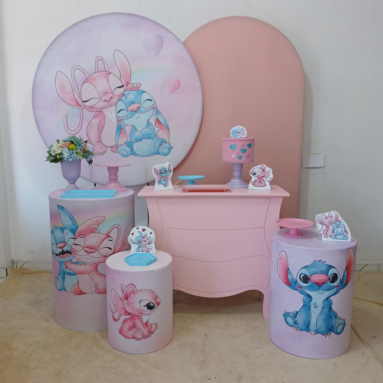 Stitch Angel Ouro  - Up festas pague e monte 