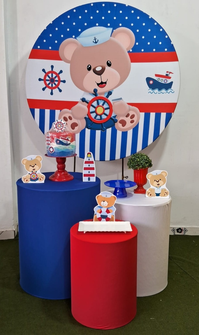 Ursinho Marinheiro Prata - Up festas pague e monte 