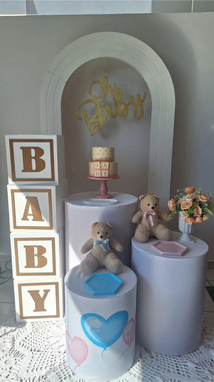 Decoração Chá Revelacão Oh Beby Portal  - SonikaDecoracaohttps://wa.me/message/Q2BS5PB4ZSIYH1