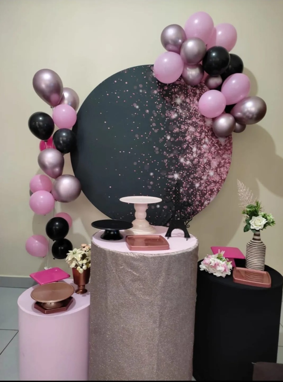 Kit Preto Com Glitter Rosa - SonikaDecoracaohttps://wa.me/message/Q2BS5PB4ZSIYH1
