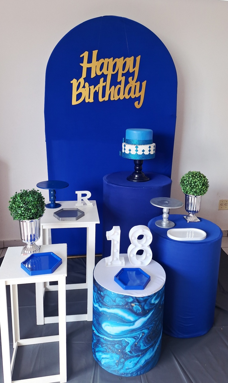 Decoração  Klin Azul Royal/Prata - SonikaDecoracaohttps://wa.me/message/Q2BS5PB4ZSIYH1