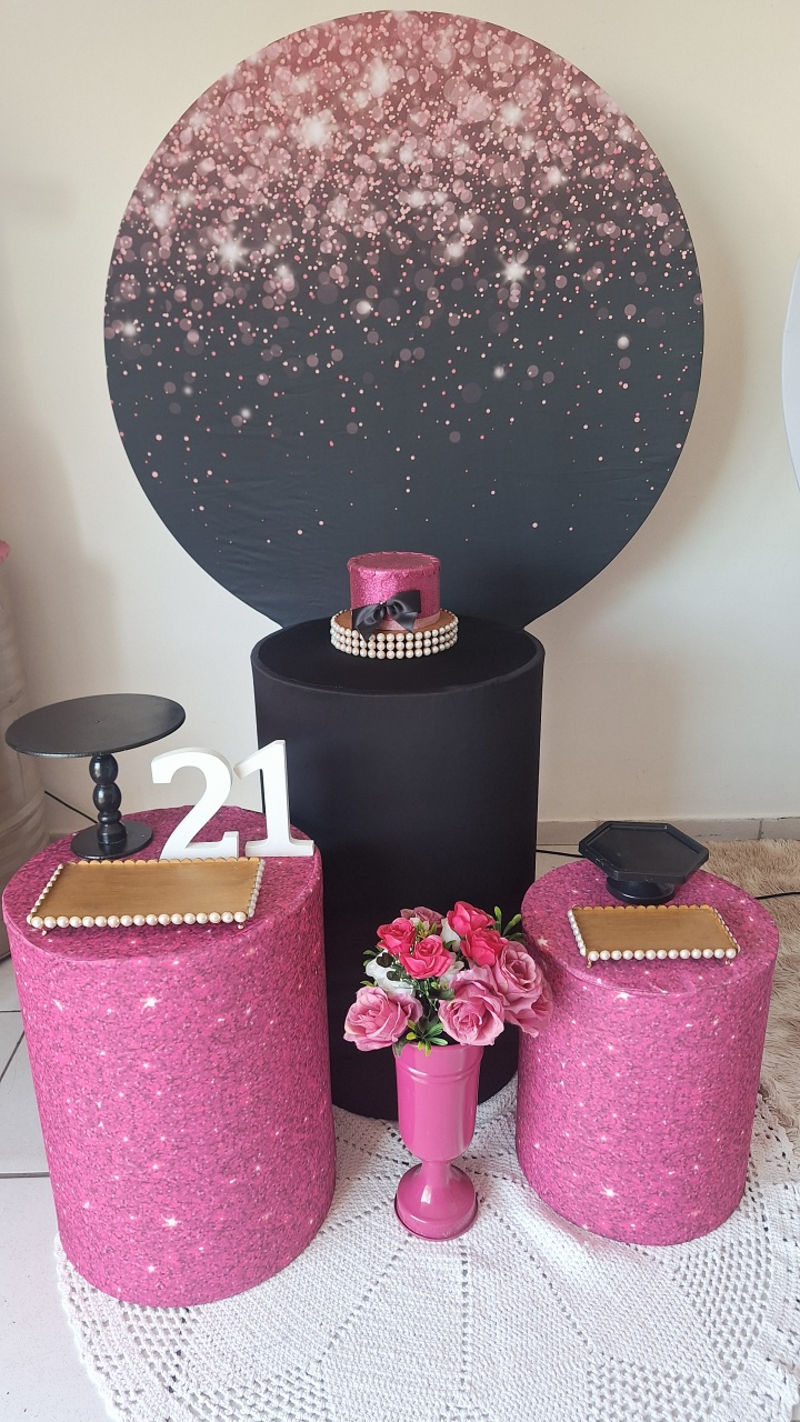 Preto Com Glitter Rosa - SonikaDecoracaohttps://wa.me/message/Q2BS5PB4ZSIYH1