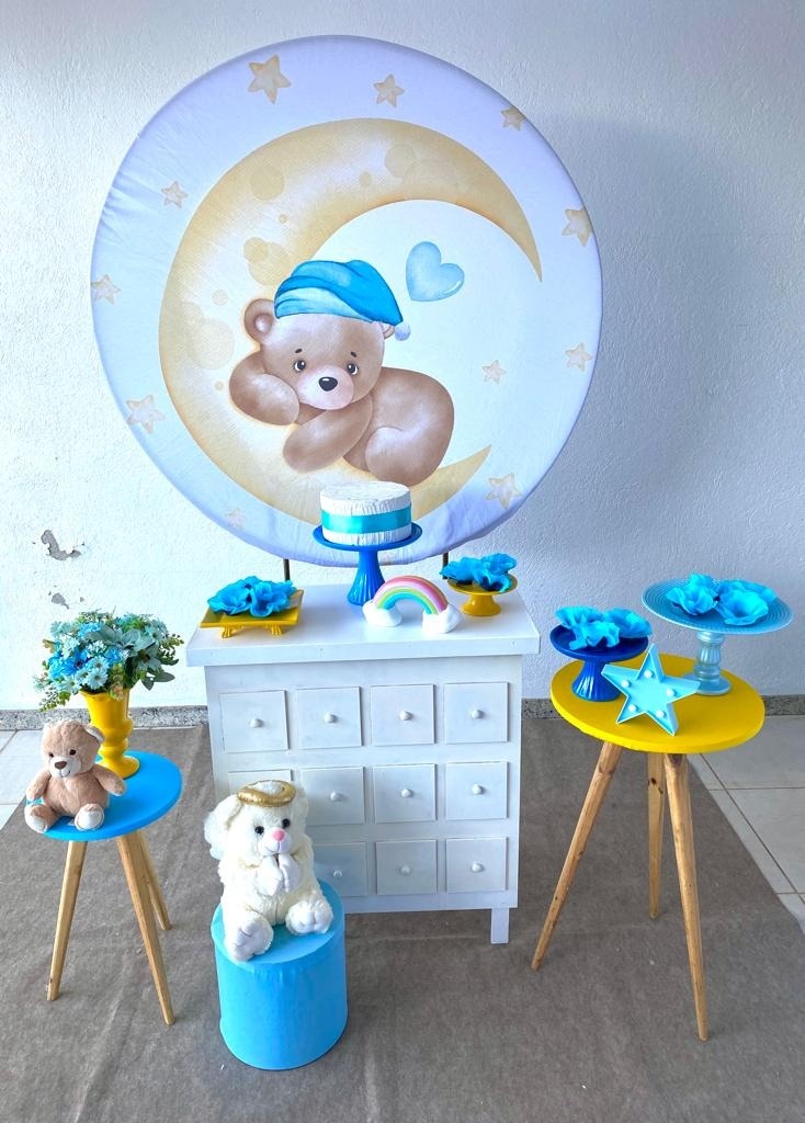 Kit Mini Cenário Chá de Bebê Ursinho Amarelo/Azul Ii  - Loja Lepetit Locação