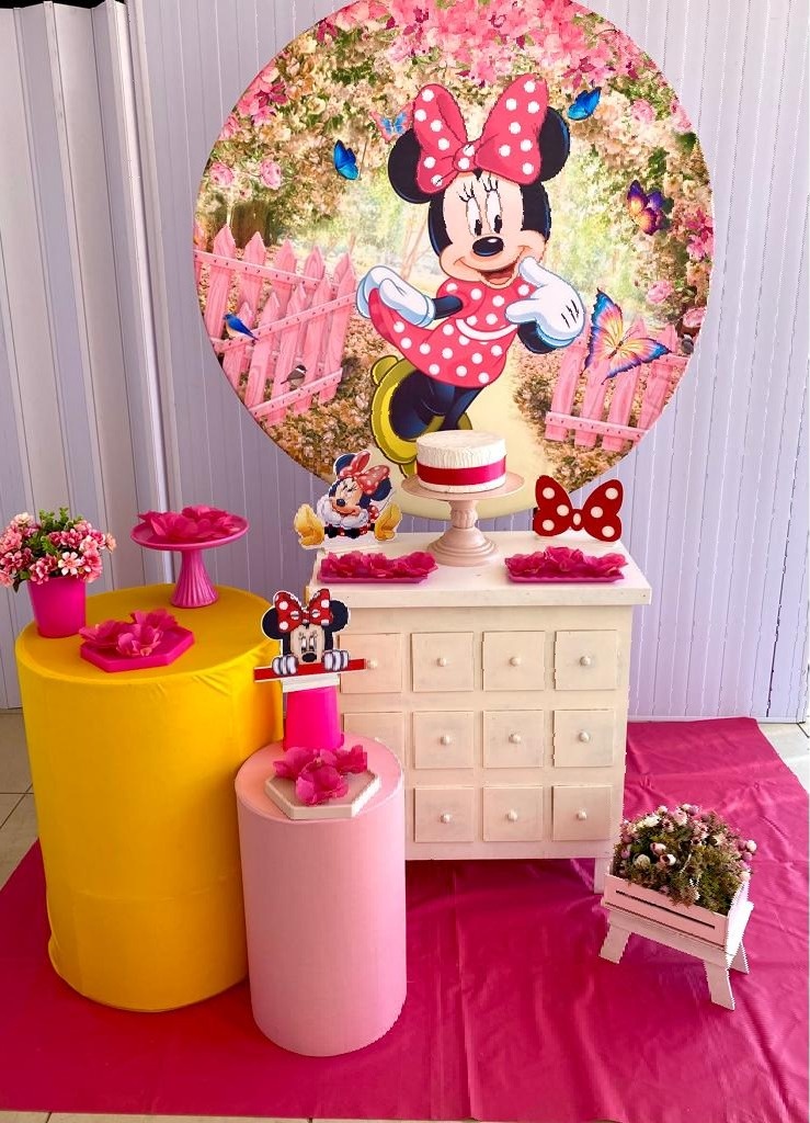 Kit Infantil Mini Cenário Minnie Rosa  - Loja Lepetit Locação