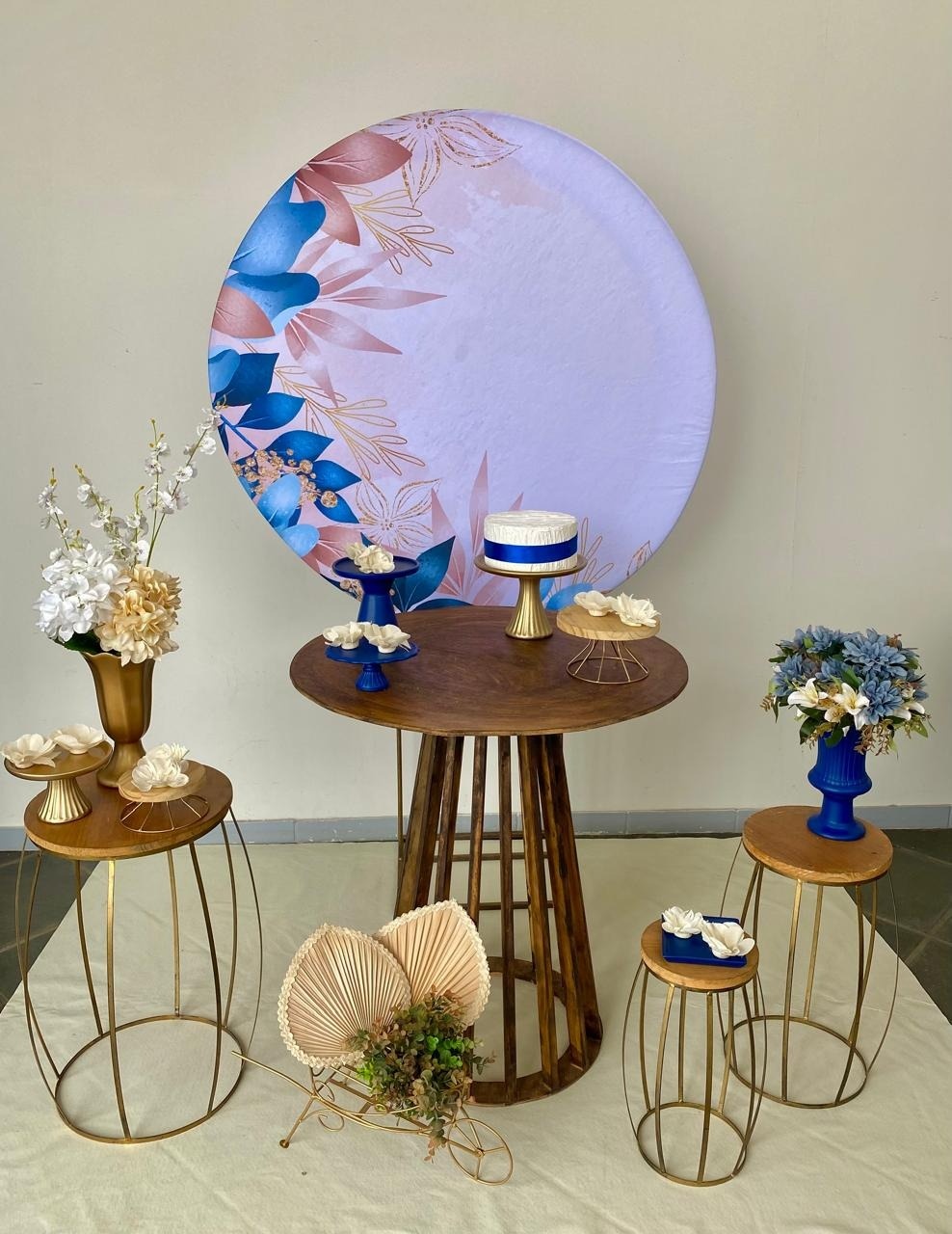Kit Adulto Mini Party Painel Floral Azul  - Loja Lepetit Locação