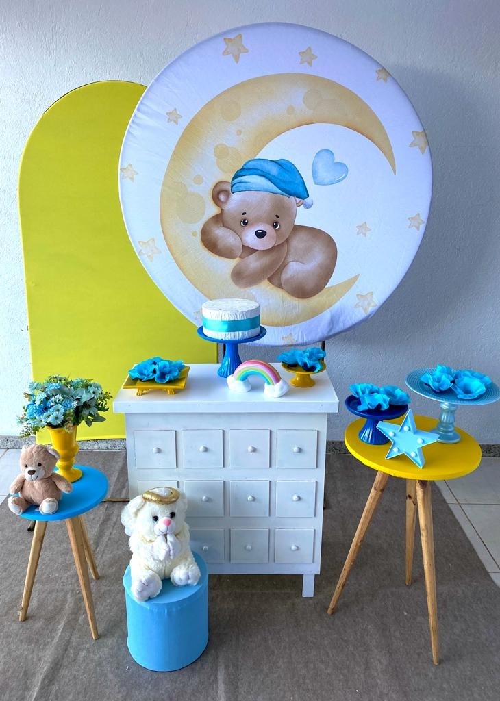 Kit Mini Party  Chá de Bebê Ursinho Amarelo/Azul Ii   - Loja Lepetit Locação