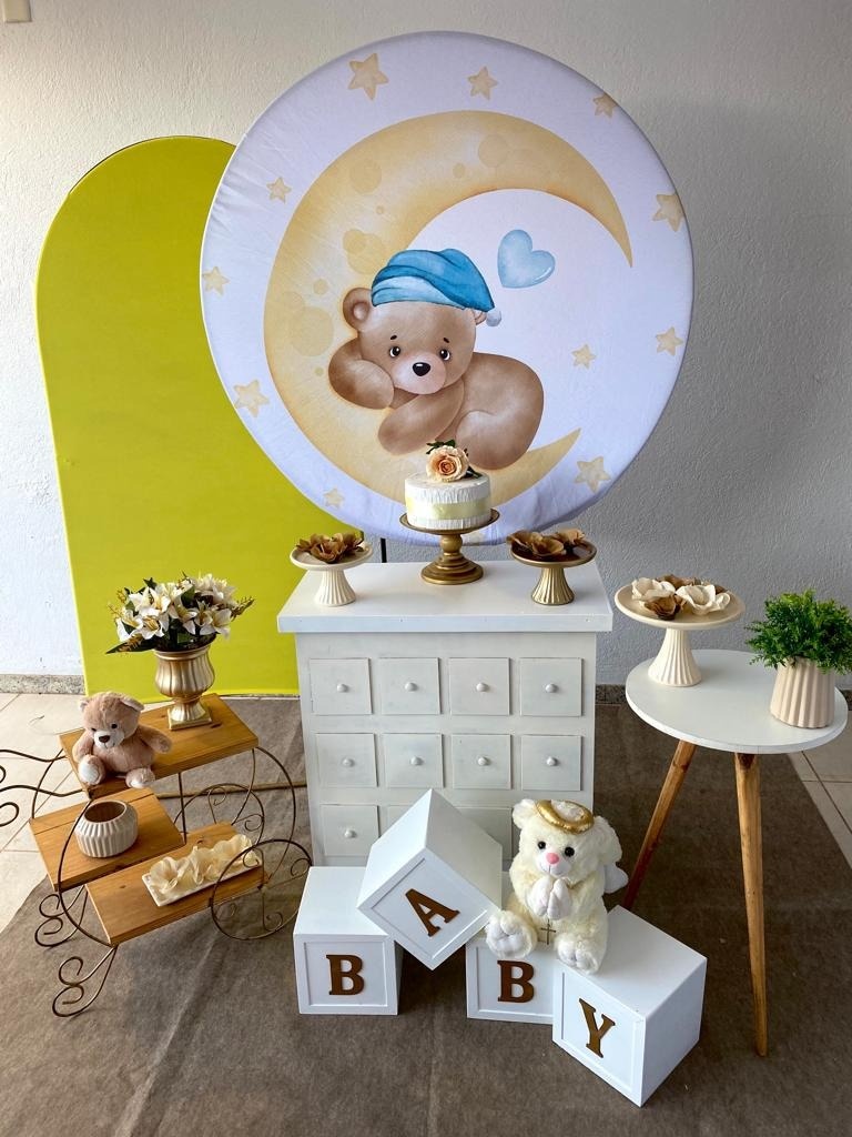 Kit Mini Party P  Chá de Bebê Ursinho Amarelo/Azul Ii    - Loja Lepetit Locação