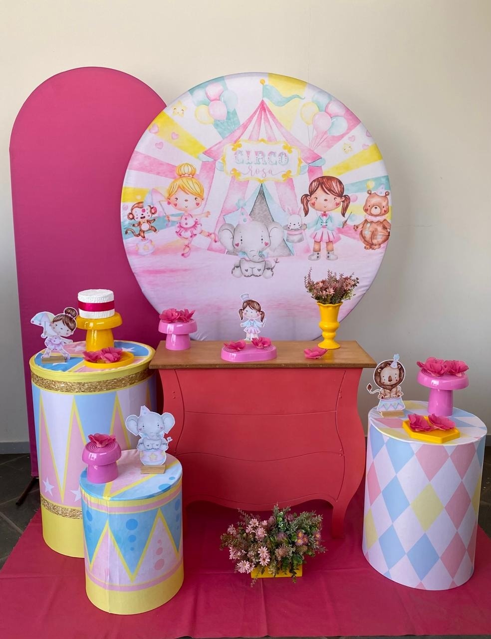 Kit Infantil Mini Party P Circo Rosa  - Loja Lepetit Locação