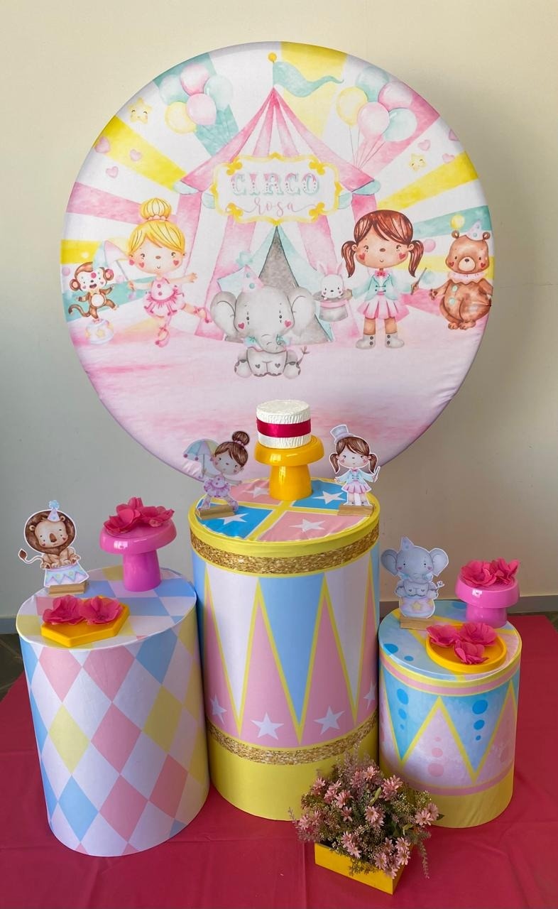 Kit Infantil Mini Cenário Circo Rosa - Loja Lepetit Locação