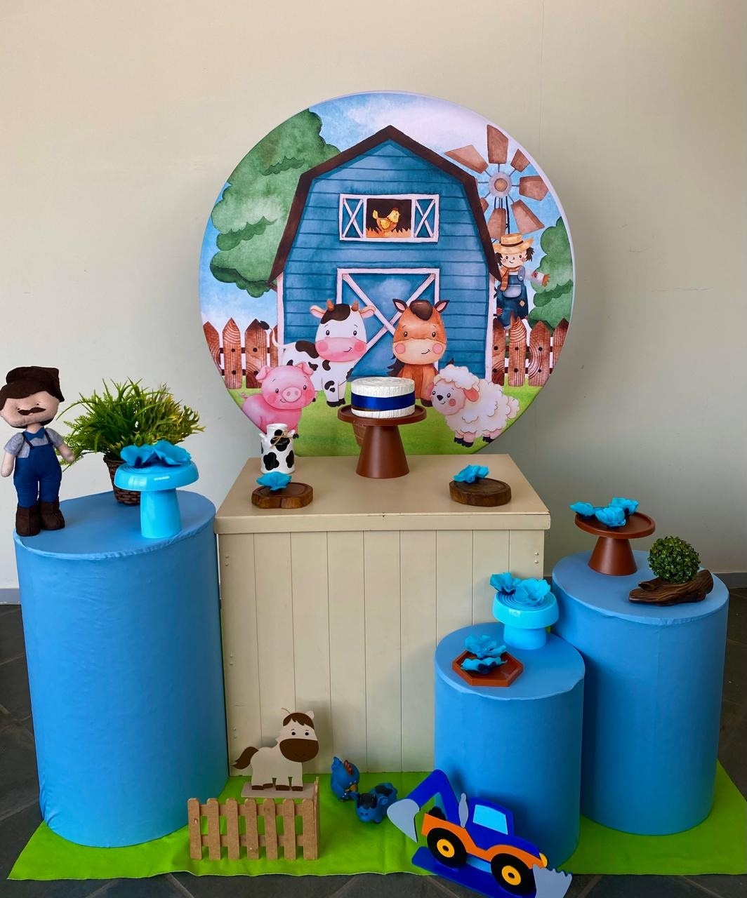 Kit Infantil Mini Party Fazendinha Azul  - Loja Lepetit Locação