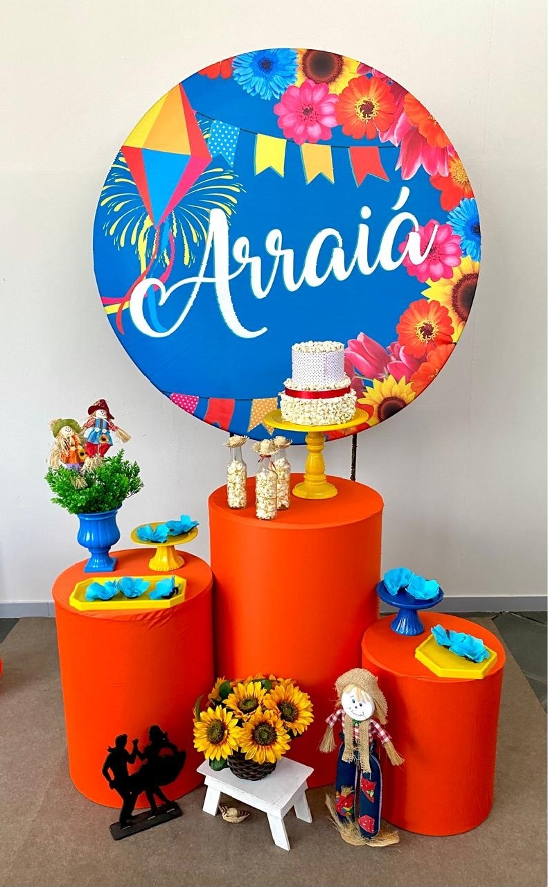 Kit Mini Cenário Arraiá Azul  - Loja Lepetit Locação