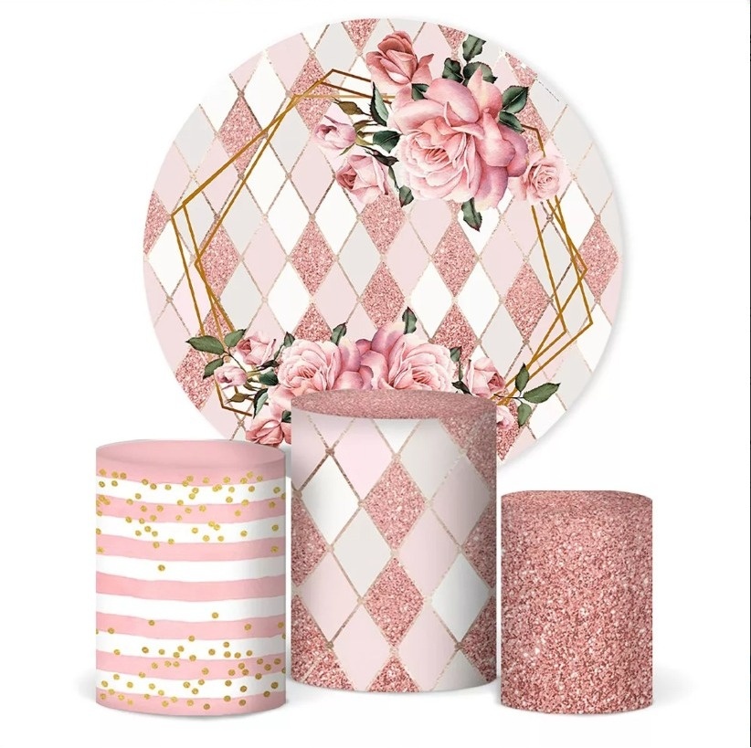Painel Flores Geometrico Rosa - P2DOCESEFESTAS