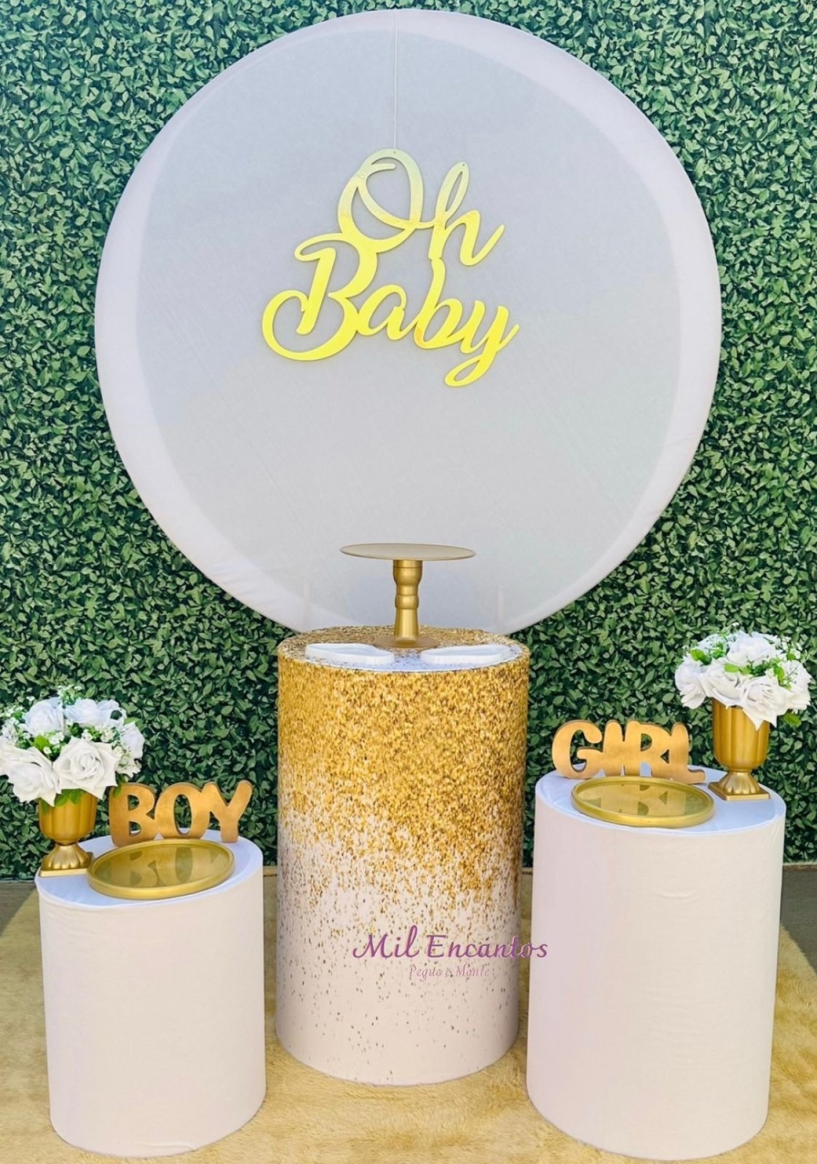 Revelação Oh Baby Dourado/Branco - Mil Encantos Pegue e monte