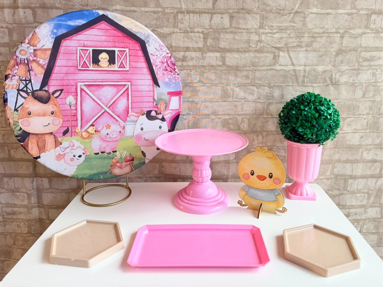 Kit de Mesa Ma - Fazendinha Rosa - Mil Encantos pegue e monte