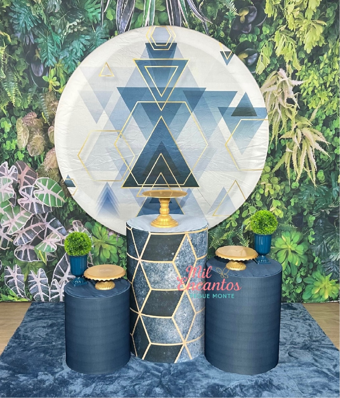 Kit Padrão - Geométrico Azul/Dourado - Mil Encantos Pegue e monte