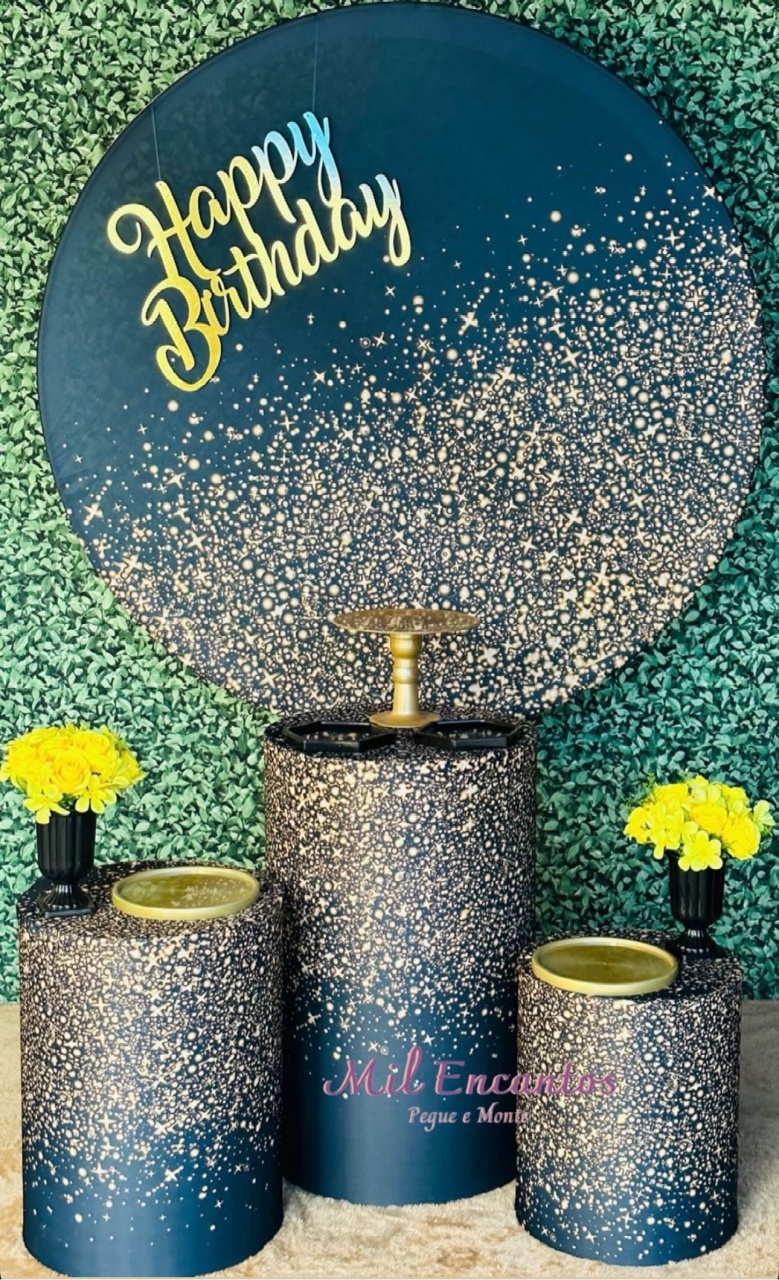 Kit Padrão -  Glitter Preto/Dourado - Mil Encantos Pegue e monte