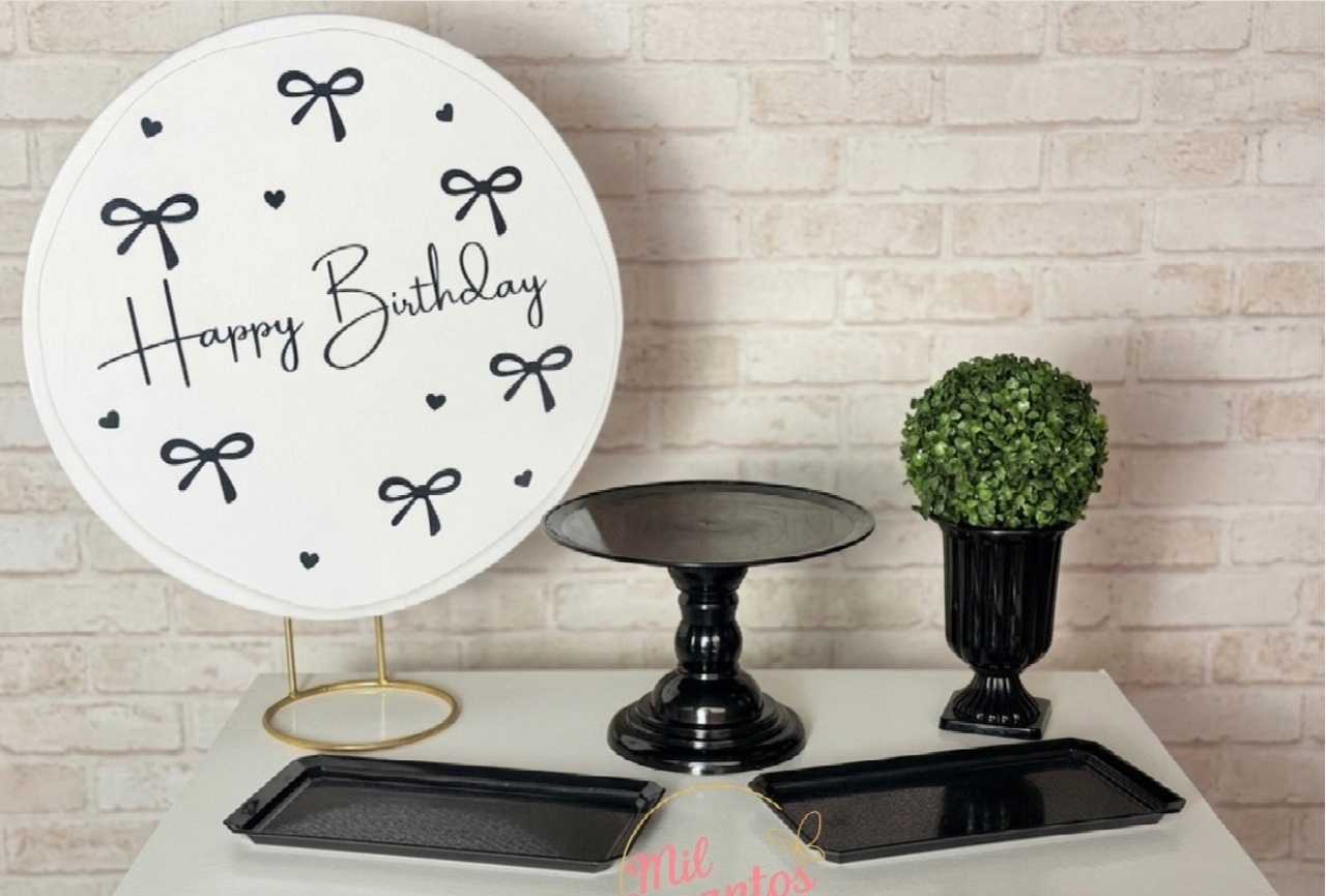 Kit de Mesa Adf - Laço Preto - Mil Encantos pegue e monte