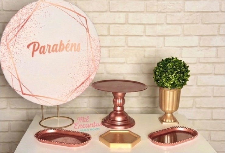 Kit de Mesa Adf - Parabéns Rose - Mil Encantos pegue e monte