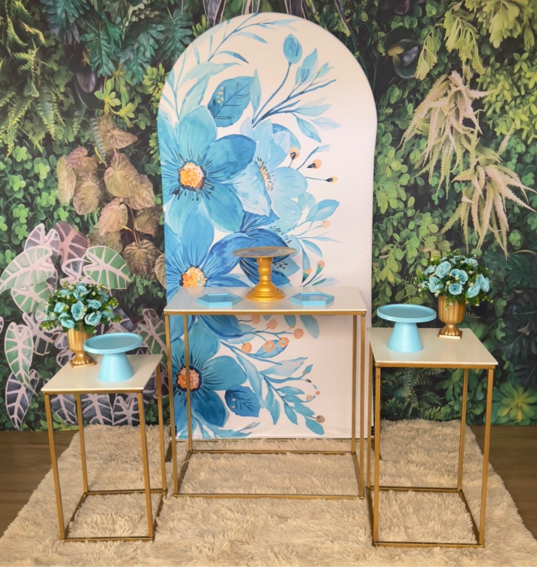 Flor Azul /Mesa Branca - Kit Premium - Mil Encantos pegue e monte