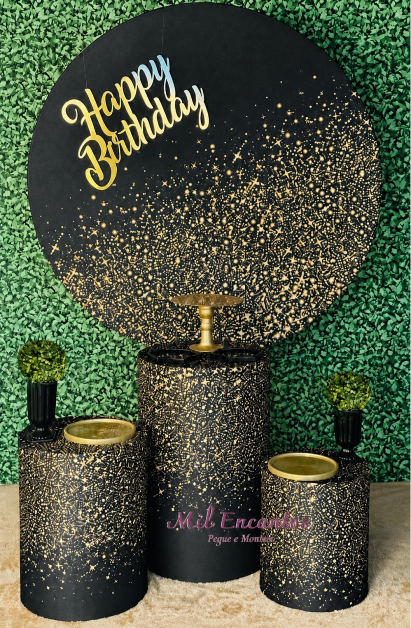 Kit Padrão - Glitter Preto/Dourado - Mil Encantos pegue e monte