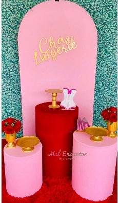 Kit Padrão - Chá Lingerie - Vermelho/Rosa - Mil Encantos Pegue e monte