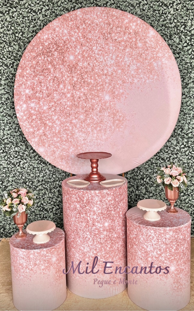 Kit Padrão -  Glitter Rosa/Creme - Mil Encantos Pegue e monte