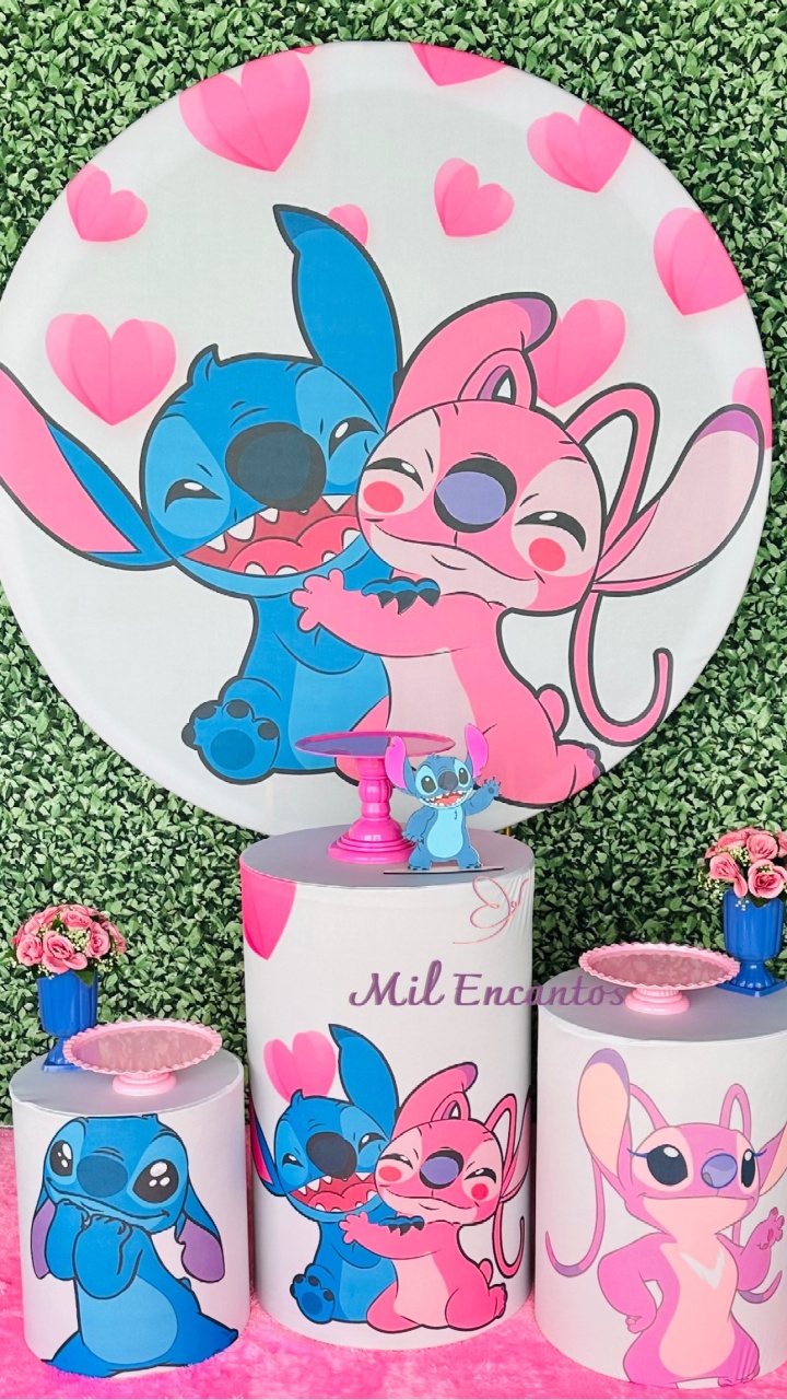 Kit Padrão - Stitch / Angel Rosa - Mil Encantos Pegue e monte