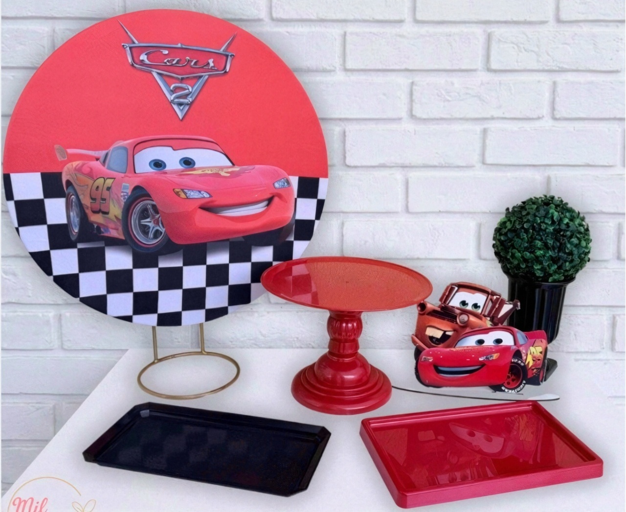 Kit de Mesa Mo - Carros ( Mcqueen ) - Mil Encantos pegue e monte