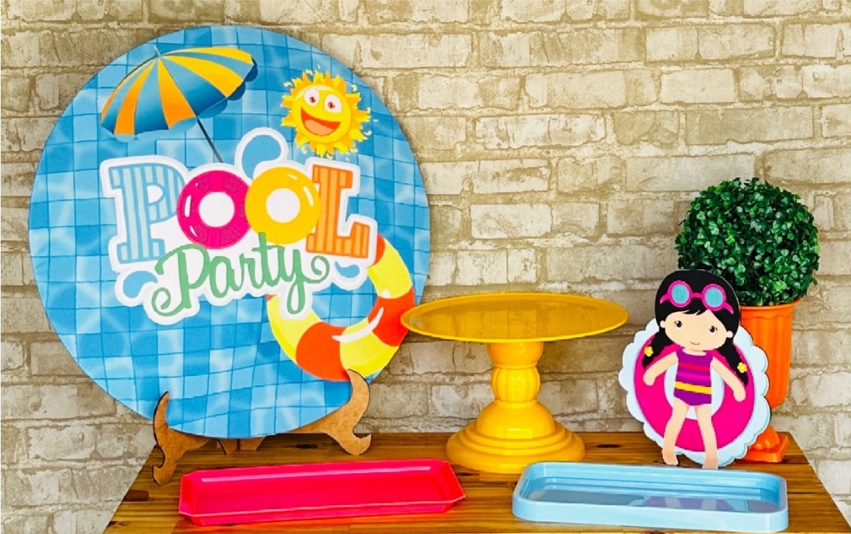 Kit de Mesa Ma - Pool Party Menina - Mil Encantos pegue e monte