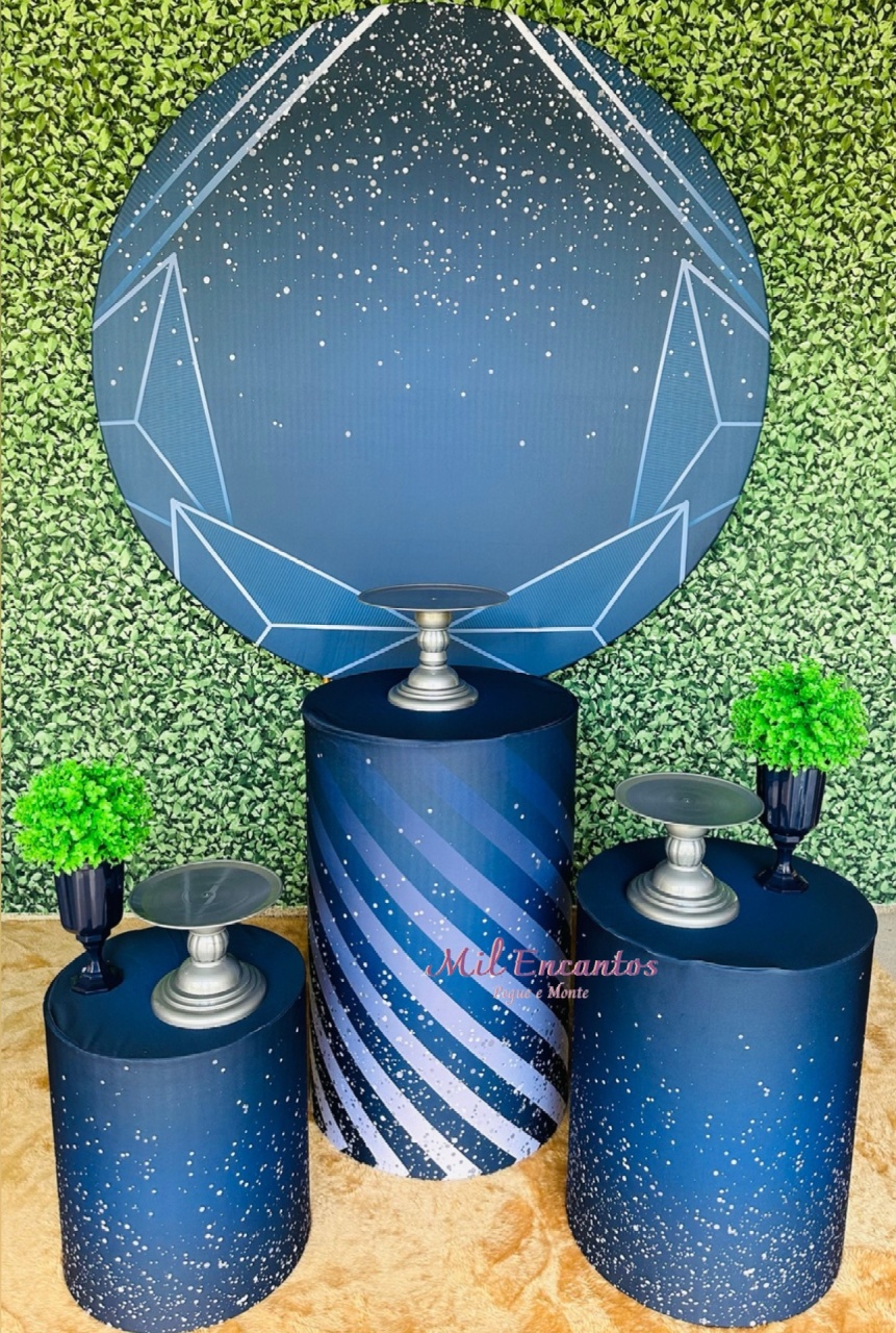 Kit Padrão - Geométrico Azul/Prata - Mil Encantos Pegue e monte