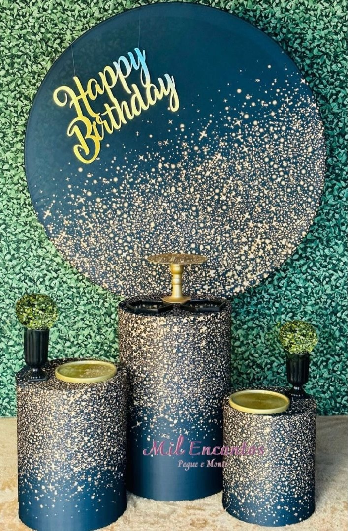 Kit Padrão - Glitter Preto/Dourado  - Mil Encantos Pegue e monte