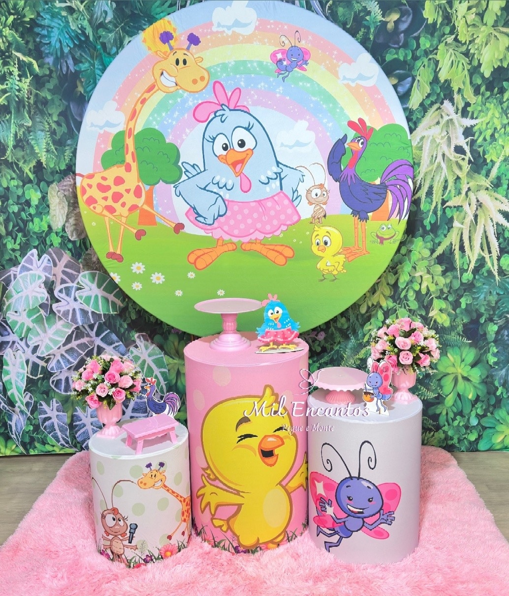 Kit Padrão - Galinha Pintadinha Rosa - Mil Encantos Pegue e monte
