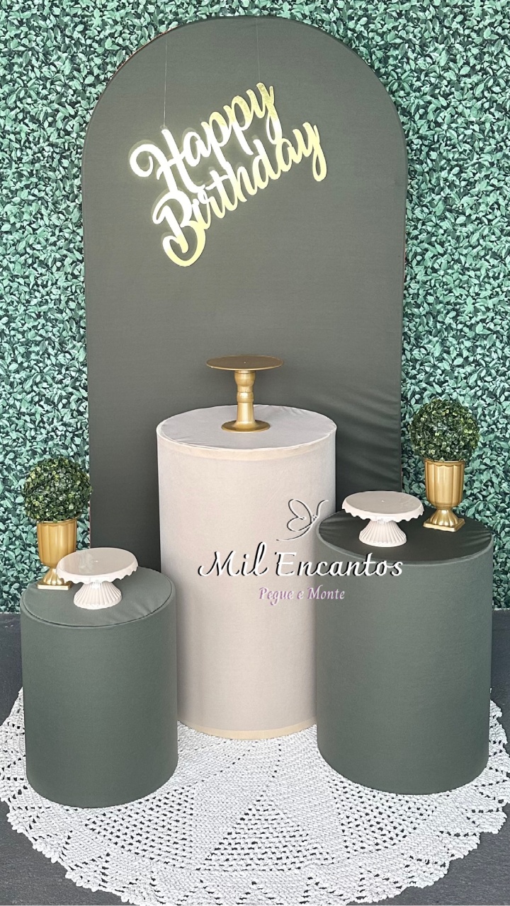 Kit Padrão -  Romano/Cilindro - Verde Oliva/Creme - Mil Encantos Pegue e monte