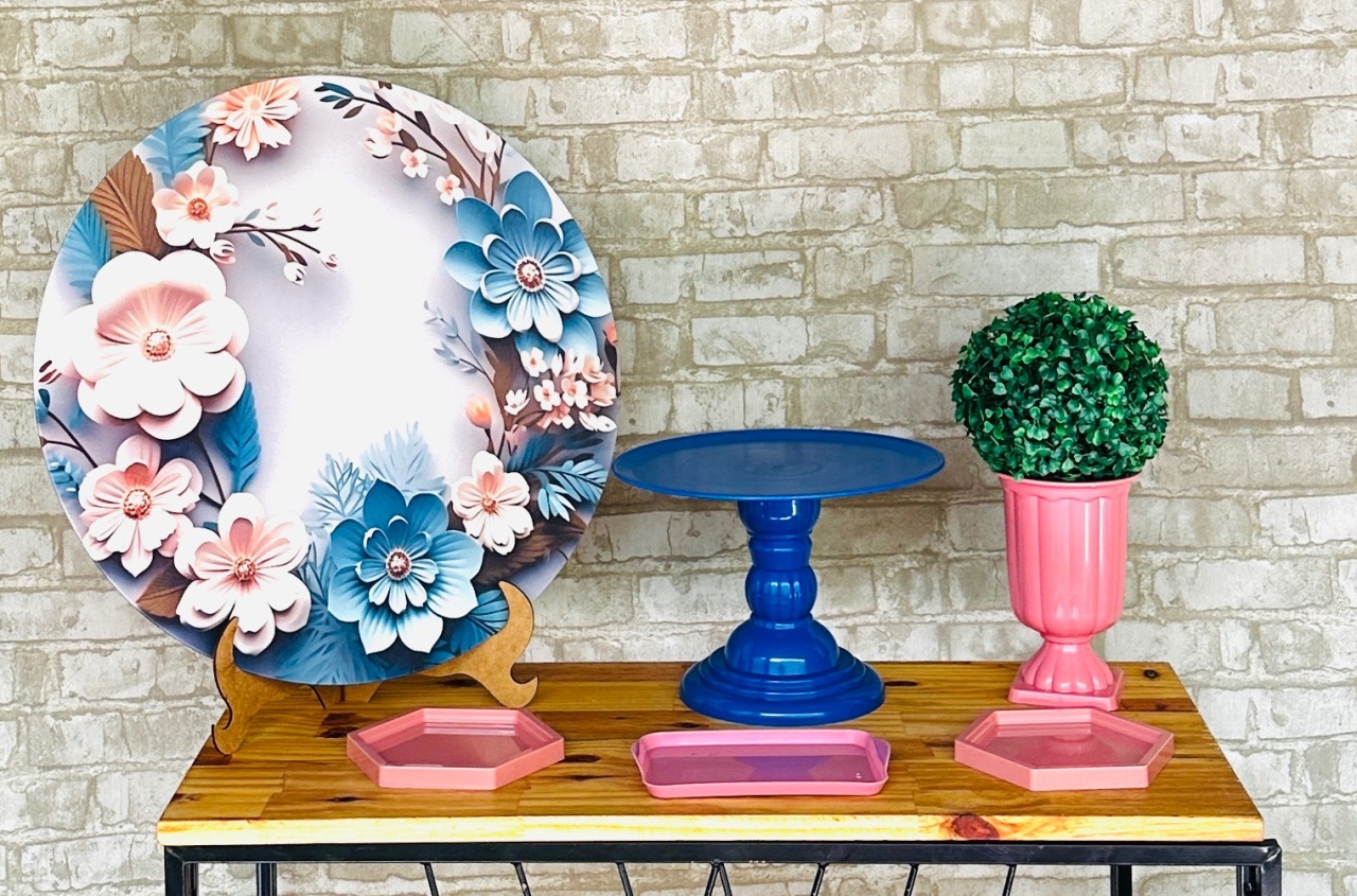 Kit Mesa - Rosa Glos/Azul - Mil Encantos Pegue e monte