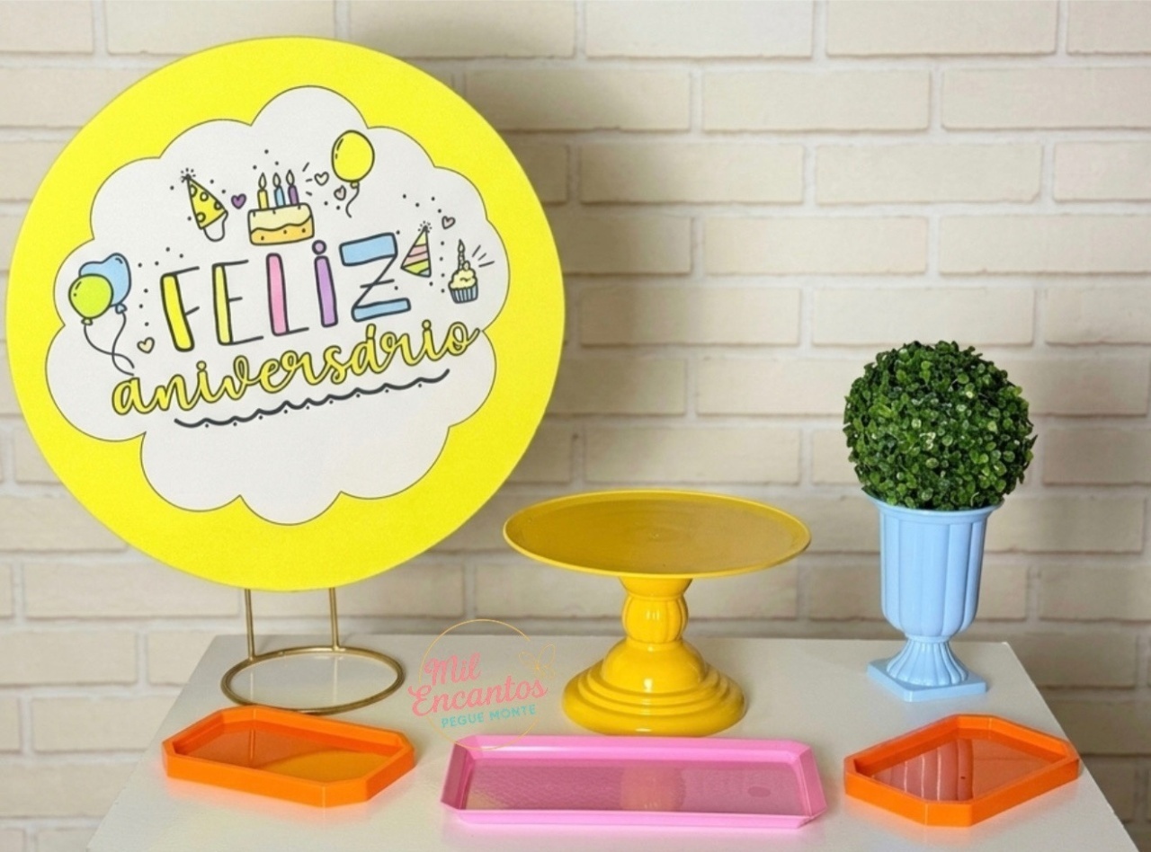 Kit de Mesa Ma - Feliz Aniversário Colorido - Mil Encantos pegue e monte