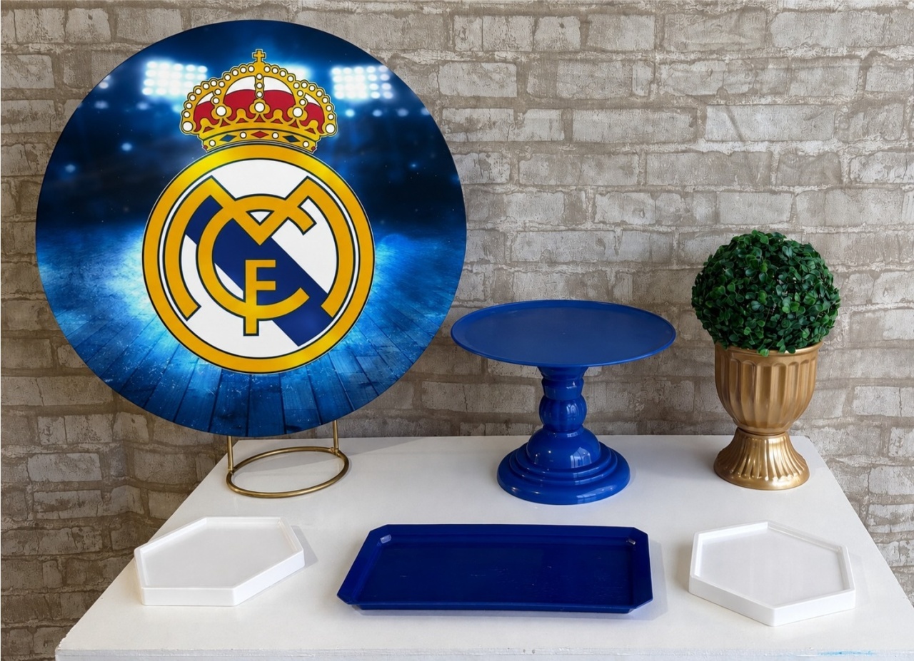 Kit de Mesa Mo - Real Madri Azul - Mil Encantos pegue e monte