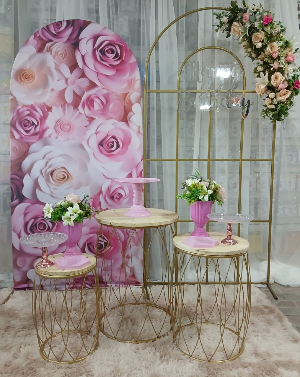 Kit Flores  3D Rosa  - Nicolle milde