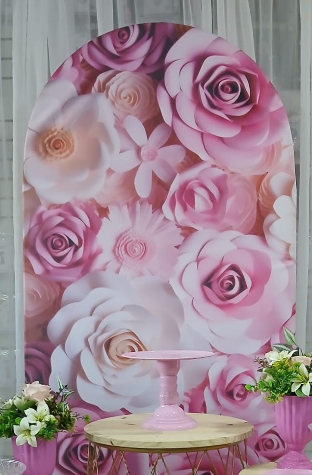 Lateral Flores 3D Rosa  - Nicolle milde