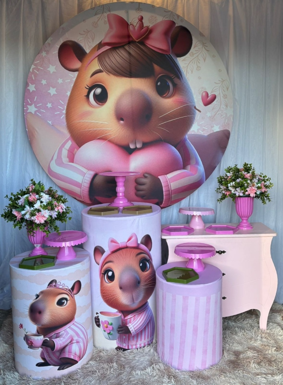 Kit Capivara Rosa 1 + Mini - Nicolle milde