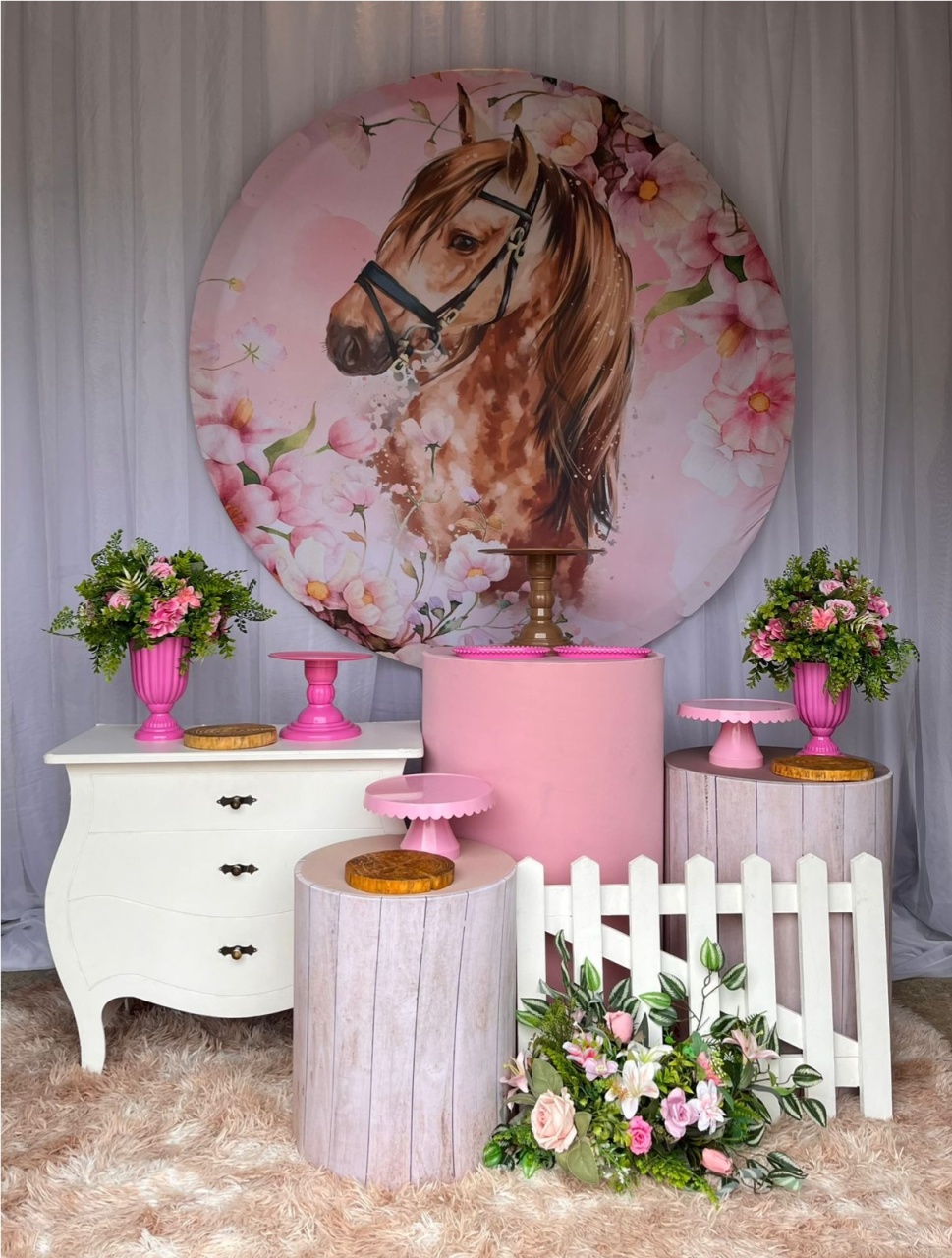Kit Cavalo Rosa+Mini B+Cerca - Nicolle milde