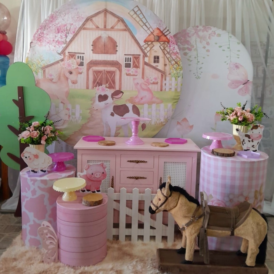 Kit Fazendinha Rosa Baby * Lateral Jardim Completa - Nicolle milde